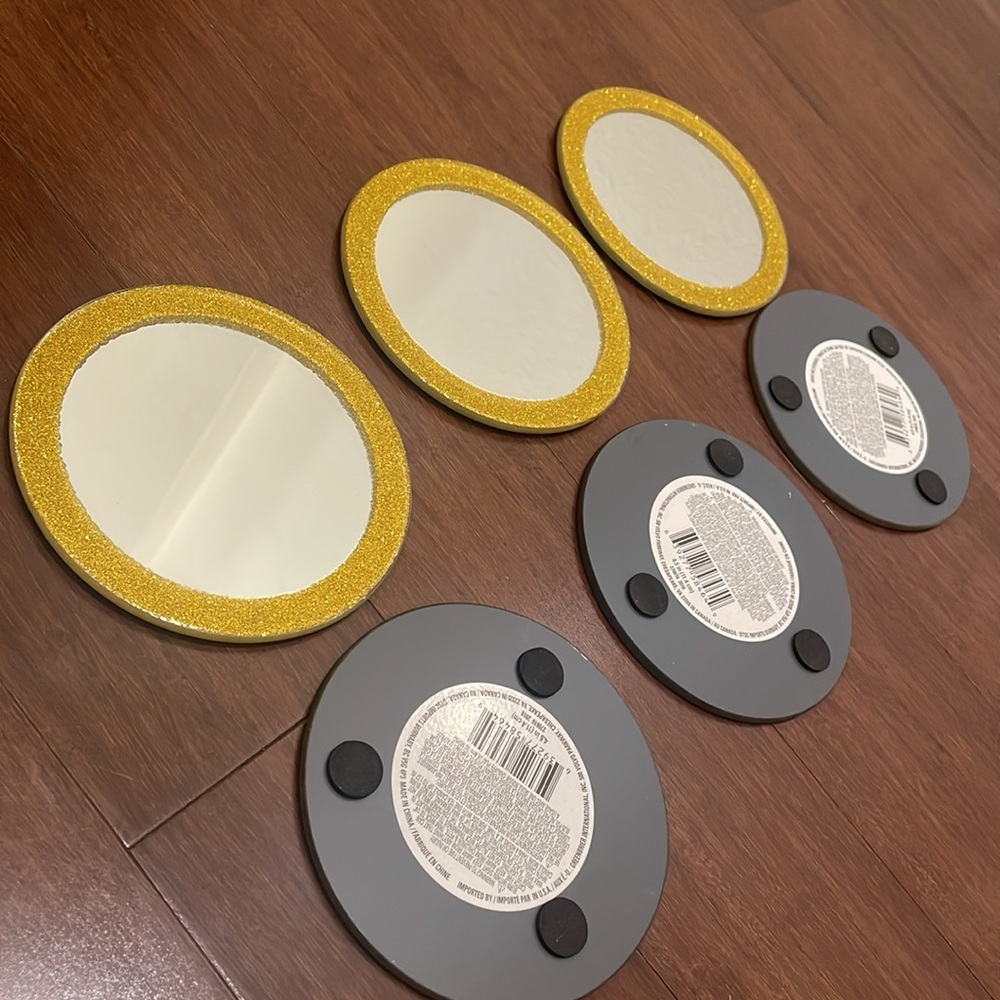 Gold Circular Mirror Coaster / Trivets Set of 6